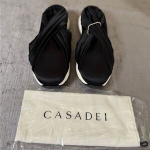 Casadei Satin Stretch Sneakers Black EU 40 New NIB